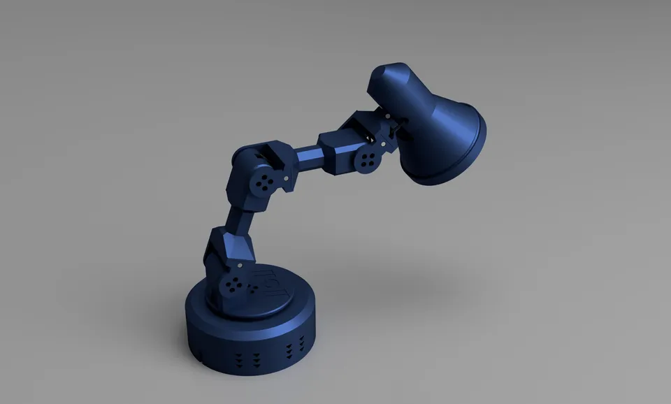 Render of the NormaCore Lamp, a five-joint 3D-printed desk lamp